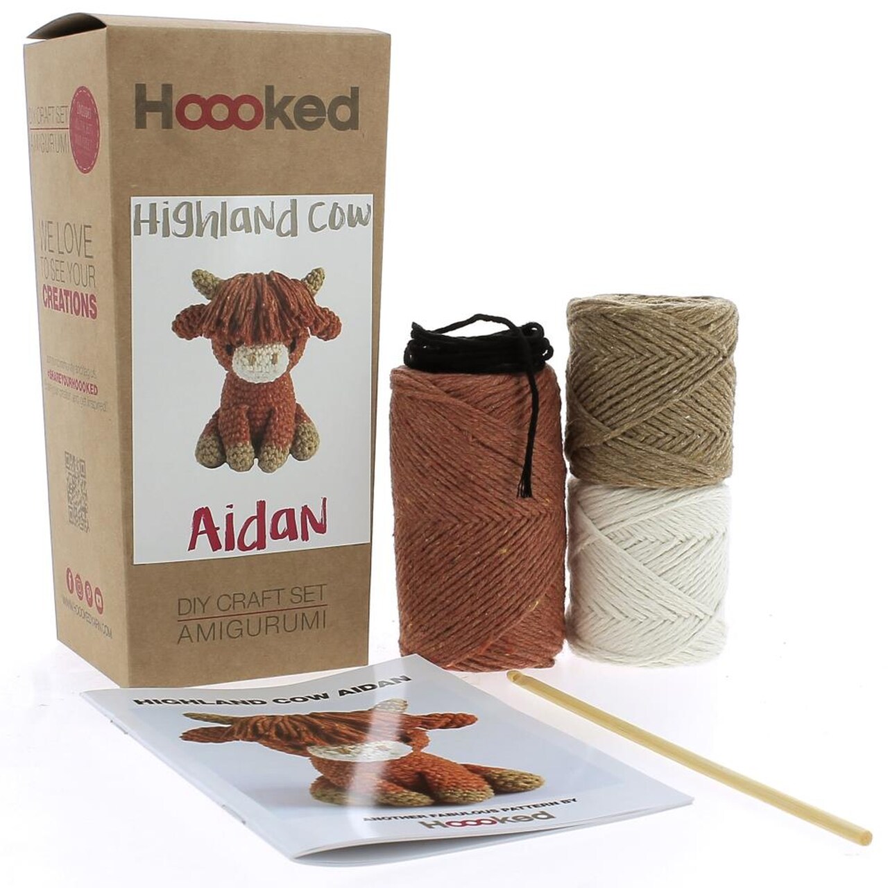 Hoooked Amigurumi DIY Kit W/Eco Barbante Yarn - Highland Cow Aidan